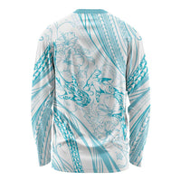 Sharks Couple Dreamy Polynesians Floral Sea Long Sleeve Shirt Turquoise LT7 - Polynesian Pride