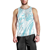 Sharks Couple Dreamy Polynesians Floral Sea Men Tank Top Turquoise LT7 - Polynesian Pride