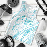 Sharks Couple Dreamy Polynesians Floral Sea Men Tank Top Turquoise LT7 - Polynesian Pride