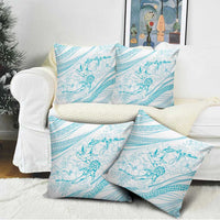Sharks Couple Dreamy Polynesians Floral Sea Pillow Cover Turquoise - Polynesian Pride