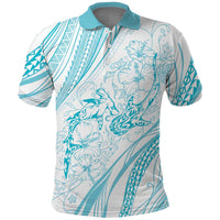 Sharks Couple Dreamy Polynesians Floral Sea Polo Shirt Turquoise LT7 Turquoise - Polynesian Pride