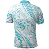Sharks Couple Dreamy Polynesians Floral Sea Polo Shirt Turquoise LT7 - Polynesian Pride
