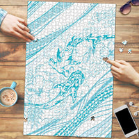 Sharks Couple Dreamy Polynesians Floral Sea Puzzle Turquoise LT7 Turquoise - Polynesian Pride