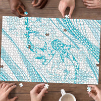 Sharks Couple Dreamy Polynesians Floral Sea Puzzle Turquoise LT7 - Polynesian Pride