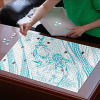 Sharks Couple Dreamy Polynesians Floral Sea Puzzle Turquoise LT7 - Polynesian Pride