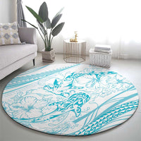 Sharks Couple Dreamy Polynesians Floral Sea Round Carpet Turquoise LT7 - Polynesian Pride