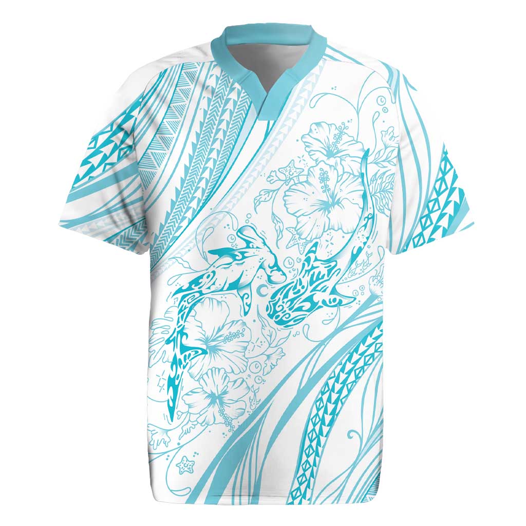 Sharks Couple Dreamy Polynesians Floral Sea Rugby Jersey Turquoise LT7 Turquoise - Polynesian Pride