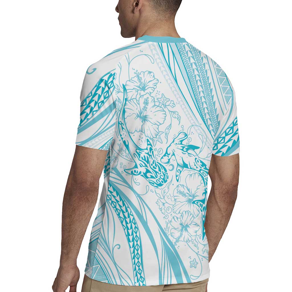 Sharks Couple Dreamy Polynesians Floral Sea Rugby Jersey Turquoise LT7 - Polynesian Pride