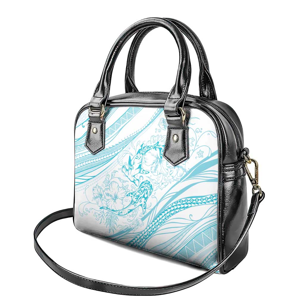 Sharks Couple Dreamy Polynesians Floral Sea Shoulder Handbag Turquoise LT7 - Polynesian Pride