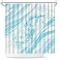 Sharks Couple Dreamy Polynesians Floral Sea Shower Curtain Turquoise LT7 Turquoise - Polynesian Pride