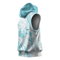 Sharks Couple Dreamy Polynesians Floral Sea Sleeveless Hoodie Turquoise LT7 - Polynesian Pride