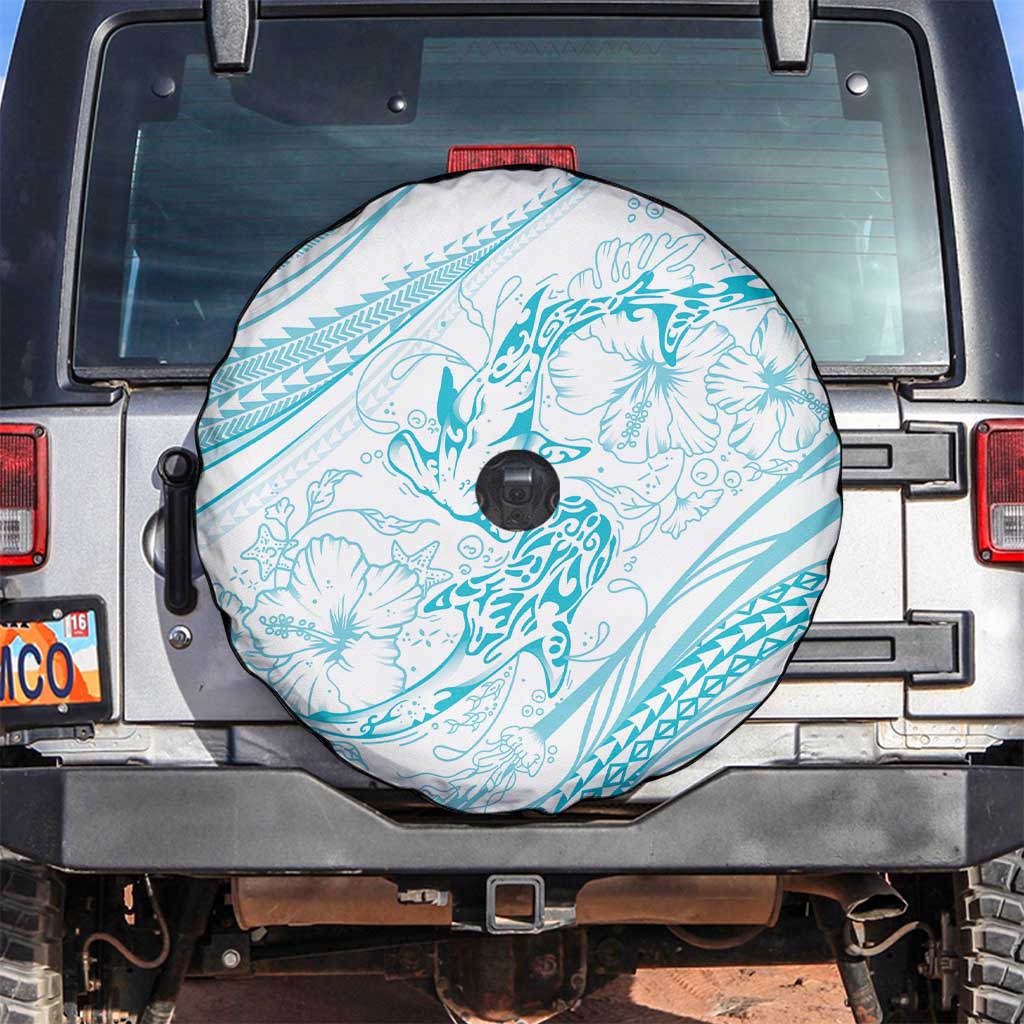 Sharks Couple Dreamy Polynesians Floral Sea Spare Tire Cover Turquoise LT7 Turquoise - Polynesian Pride
