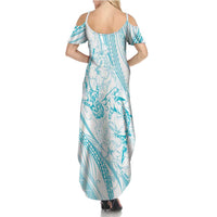 Sharks Couple Dreamy Polynesians Floral Sea Summer Maxi Dress Turquoise LT7 - Polynesian Pride