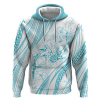 Sharks Couple Dreamy Polynesians Floral Sea Zip Hoodie Turquoise LT7 Pullover Hoodie Turquoise - Polynesian Pride