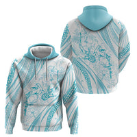 Sharks Couple Dreamy Polynesians Floral Sea Zip Hoodie Turquoise LT7 - Polynesian Pride