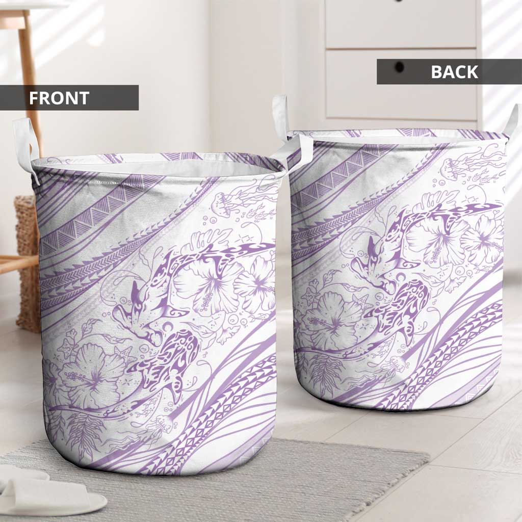 Sharks Couple Dreamy Polynesians Floral Sea Laundry Basket Lilac LT7 - Polynesian Pride