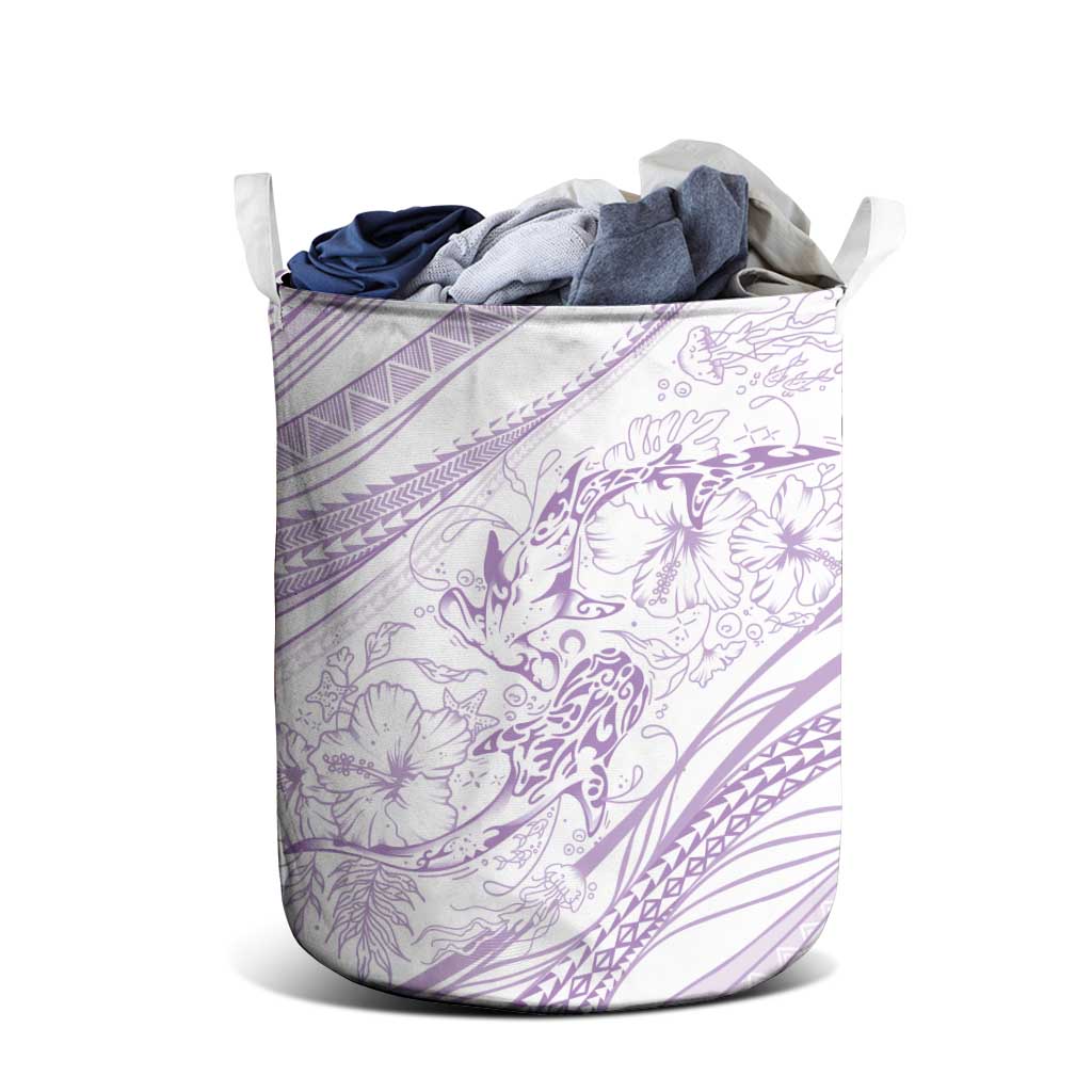 Sharks Couple Dreamy Polynesians Floral Sea Laundry Basket Lilac LT7 - Polynesian Pride