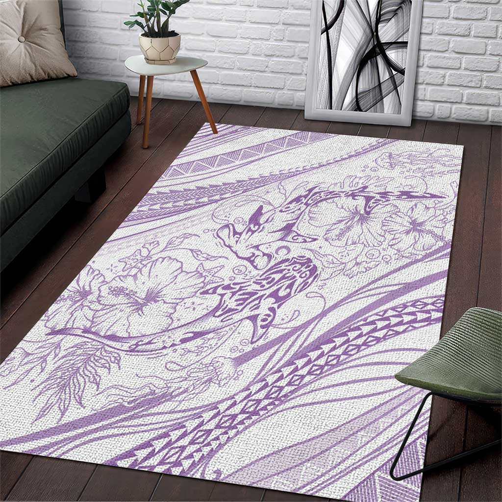 Sharks Couple Dreamy Polynesians Floral Sea Area Rug Lilac LT7 Lilac - Polynesian Pride