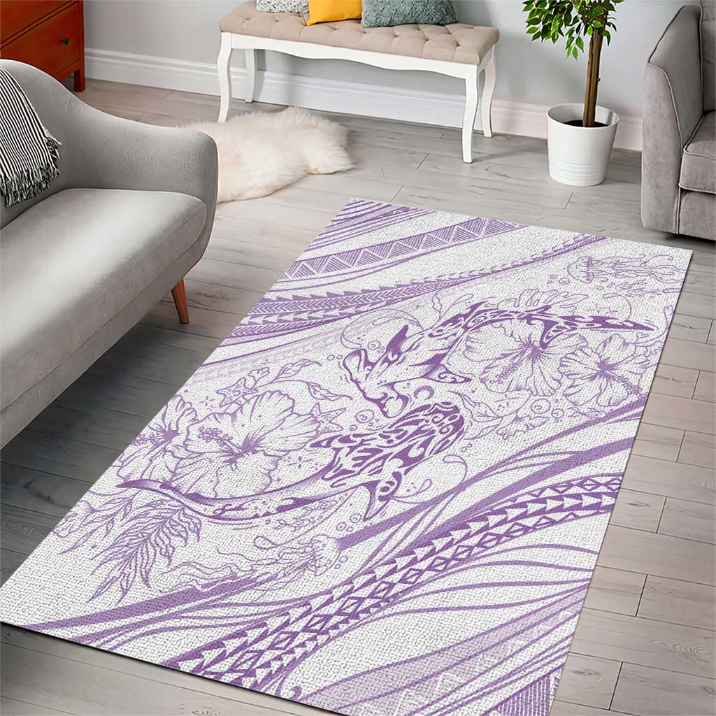 Sharks Couple Dreamy Polynesians Floral Sea Area Rug Lilac LT7 - Polynesian Pride