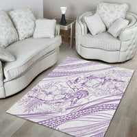 Sharks Couple Dreamy Polynesians Floral Sea Area Rug Lilac LT7 - Polynesian Pride