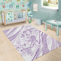 Sharks Couple Dreamy Polynesians Floral Sea Area Rug Lilac LT7 - Polynesian Pride