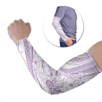 Sharks Couple Dreamy Polynesians Floral Sea Arm Sleeves Lilac - Polynesian Pride