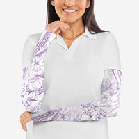 Sharks Couple Dreamy Polynesians Floral Sea Arm Sleeves Lilac - Polynesian Pride