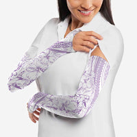 Sharks Couple Dreamy Polynesians Floral Sea Arm Sleeves Lilac - Polynesian Pride