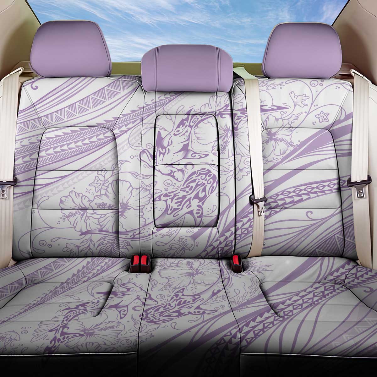 Sharks Couple Dreamy Polynesians Floral Sea Back Car Seat Cover Lilac LT7 One Size Lilac - Polynesian Pride