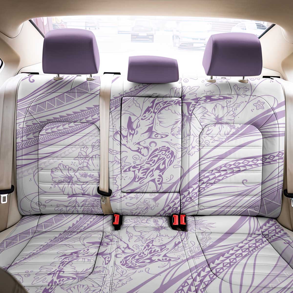 Sharks Couple Dreamy Polynesians Floral Sea Back Car Seat Cover Lilac LT7 - Polynesian Pride