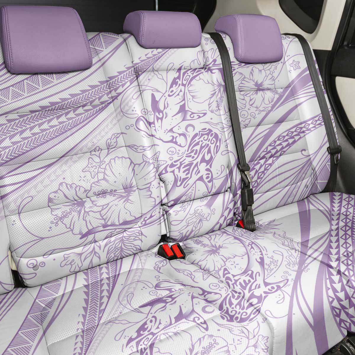 Sharks Couple Dreamy Polynesians Floral Sea Back Car Seat Cover Lilac LT7 - Polynesian Pride