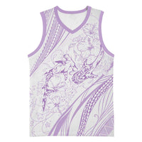 Sharks Couple Dreamy Polynesians Floral Sea Basketball Jersey Lilac LT7 Unisex Lilac - Polynesian Pride