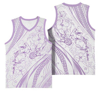 Sharks Couple Dreamy Polynesians Floral Sea Basketball Jersey Lilac LT7 - Polynesian Pride