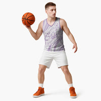 Sharks Couple Dreamy Polynesians Floral Sea Basketball Jersey Lilac LT7 - Polynesian Pride