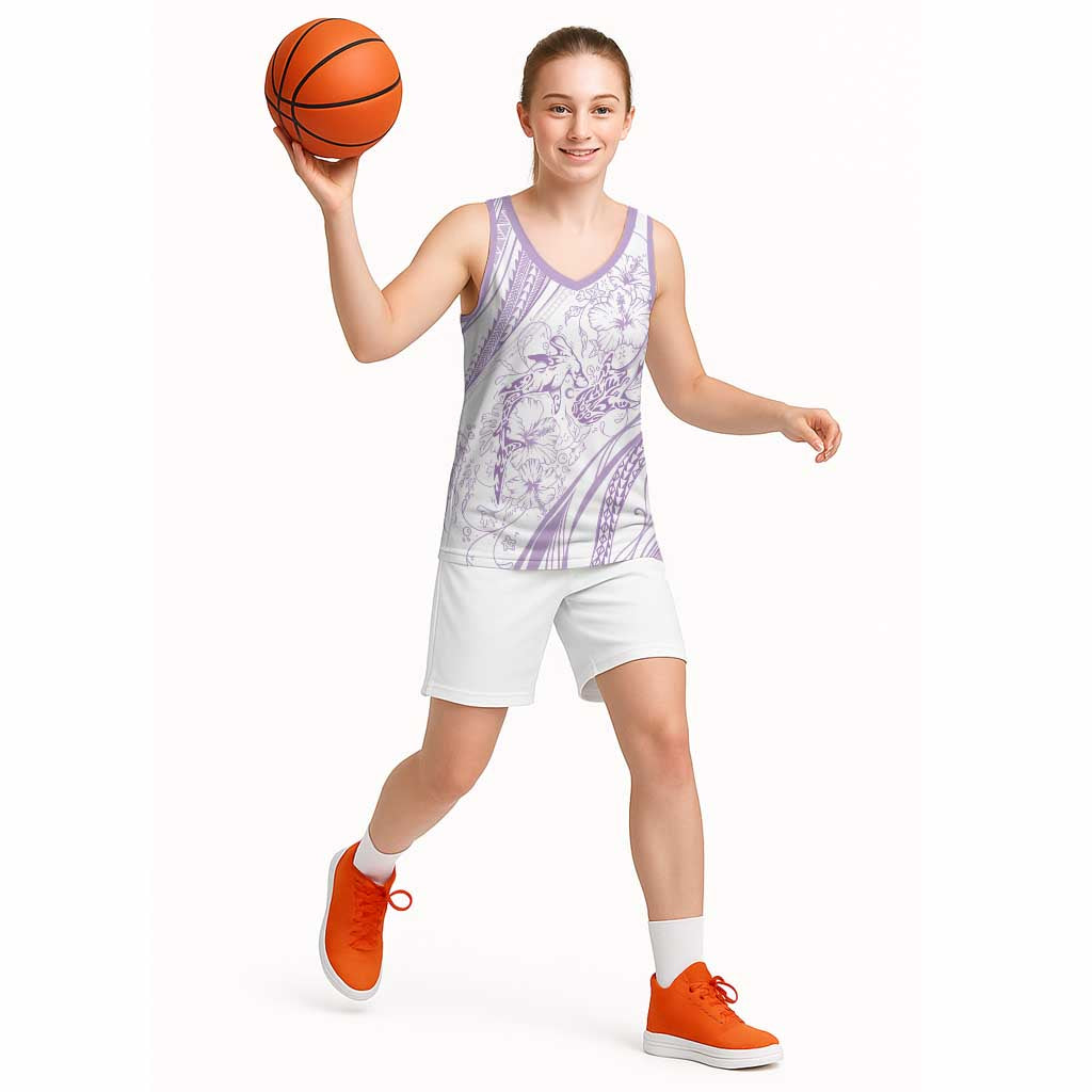 Sharks Couple Dreamy Polynesians Floral Sea Basketball Jersey Lilac LT7 - Polynesian Pride
