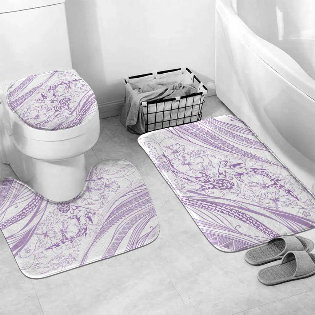 Sharks Couple Dreamy Polynesians Floral Sea Bathroom Set Lilac - Polynesian Pride