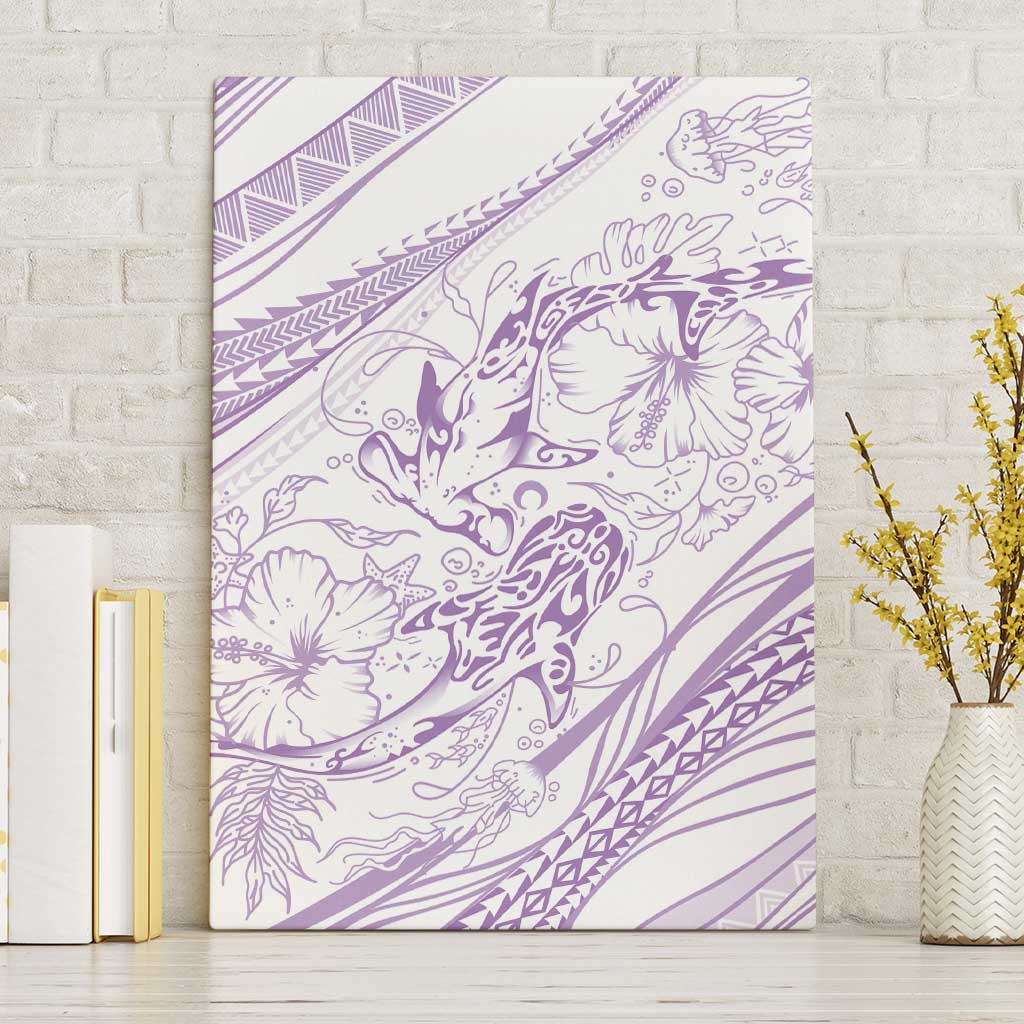Sharks Couple Dreamy Polynesians Floral Sea Canvas Wall Art Lilac LT7 Without Frame Lilac - Polynesian Pride