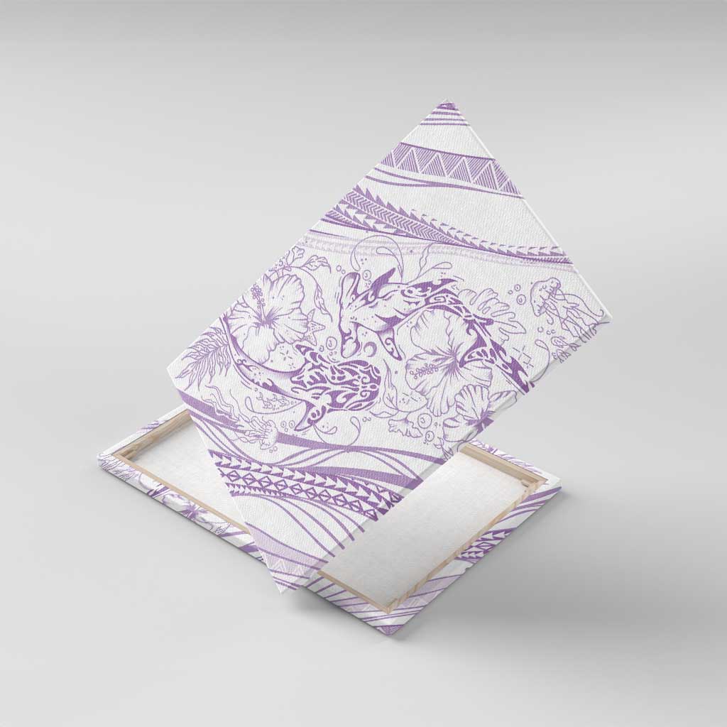 Sharks Couple Dreamy Polynesians Floral Sea Canvas Wall Art Lilac LT7 With Frame Lilac - Polynesian Pride