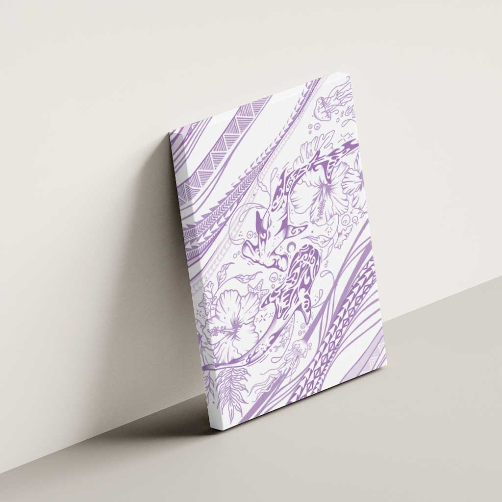 Sharks Couple Dreamy Polynesians Floral Sea Canvas Wall Art Lilac LT7 - Polynesian Pride
