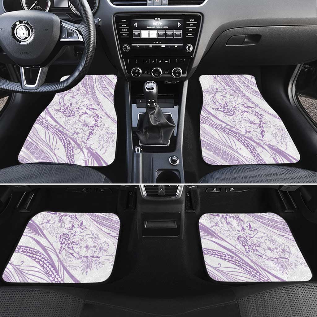 Sharks Couple Dreamy Polynesians Floral Sea Car Mats Lilac LT7 Set 4pcs Lilac - Polynesian Pride