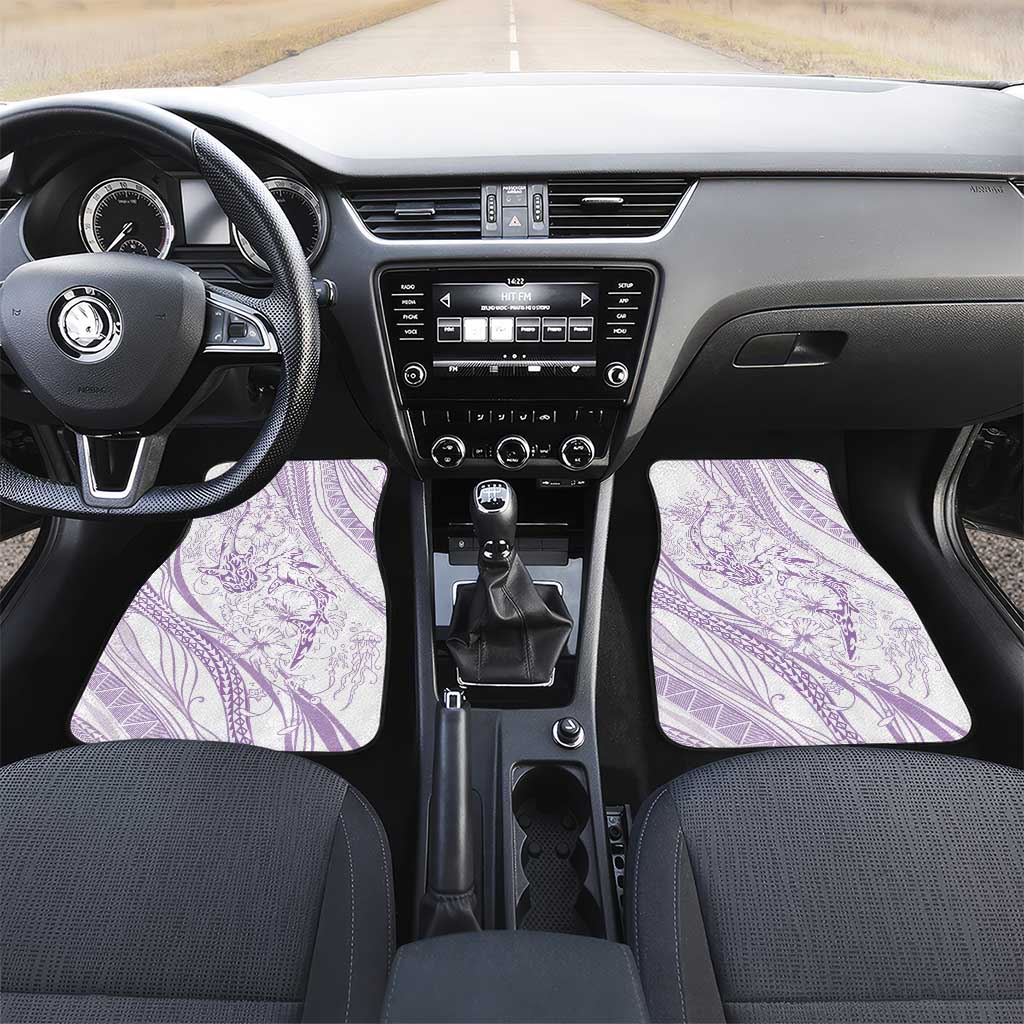 Sharks Couple Dreamy Polynesians Floral Sea Car Mats Lilac LT7 Set 2pcs - Front Lilac - Polynesian Pride
