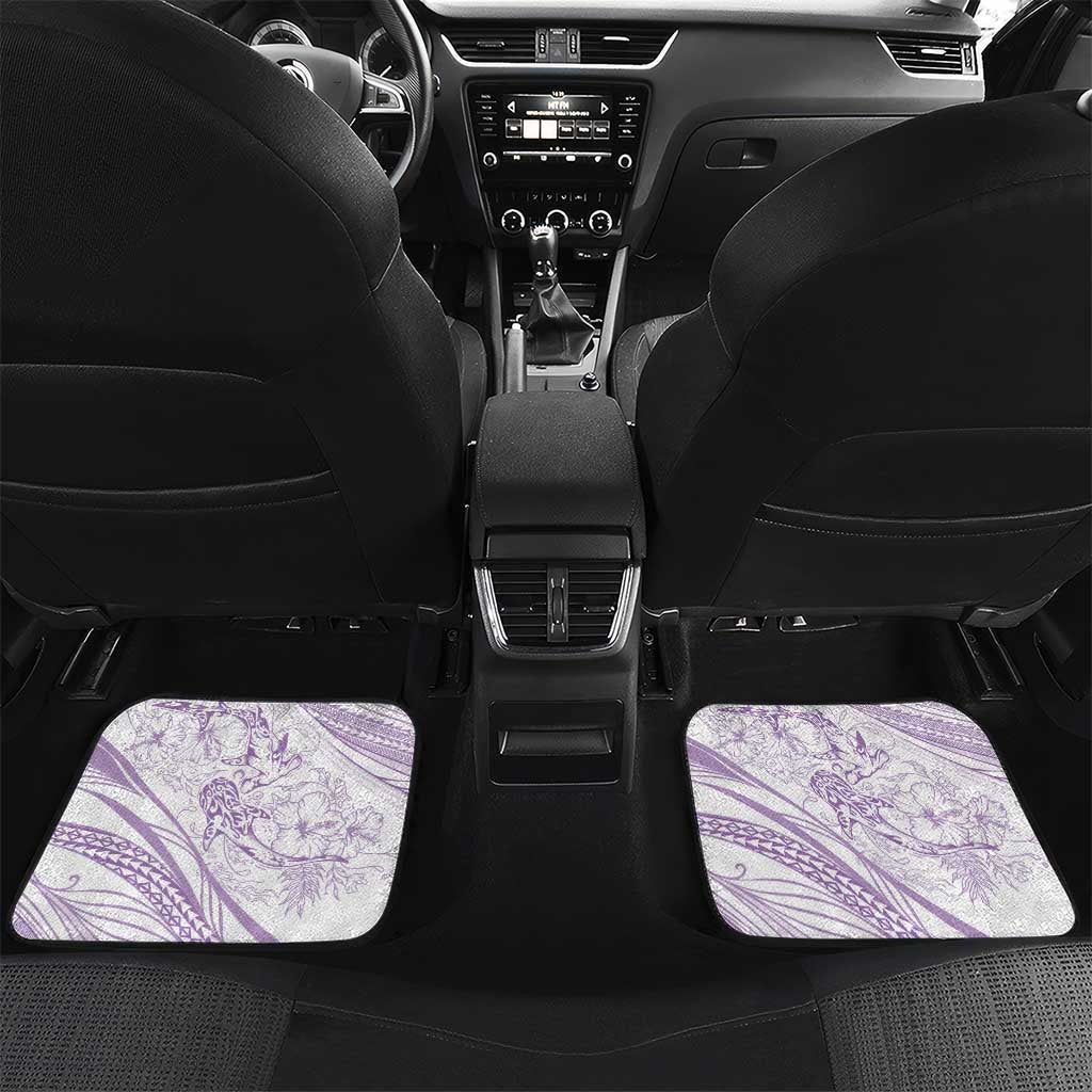 Sharks Couple Dreamy Polynesians Floral Sea Car Mats Lilac LT7 Set 2pcs - Back Lilac - Polynesian Pride