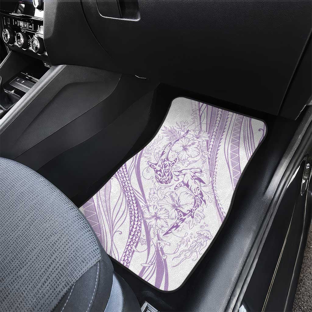 Sharks Couple Dreamy Polynesians Floral Sea Car Mats Lilac LT7 - Polynesian Pride