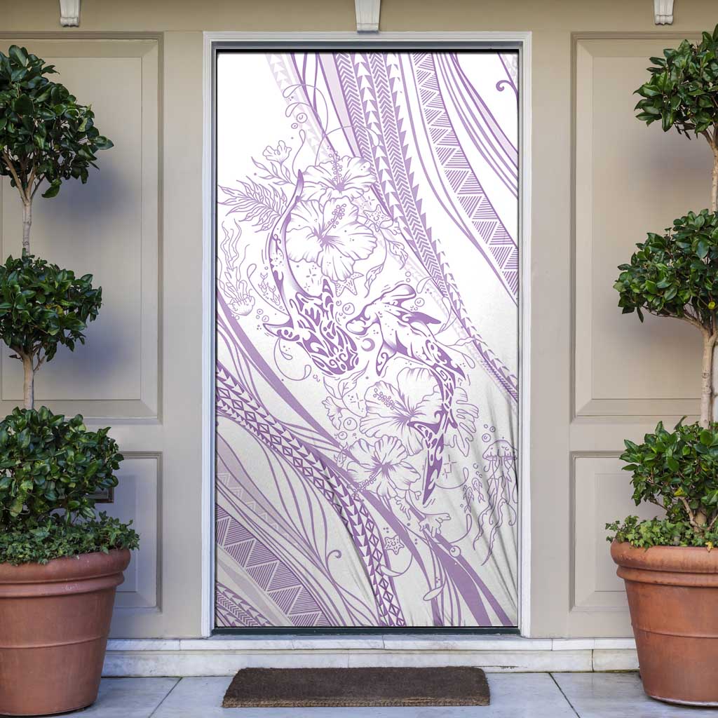 Sharks Couple Dreamy Polynesians Floral Sea Door Cover Lilac LT7 Lilac - Polynesian Pride