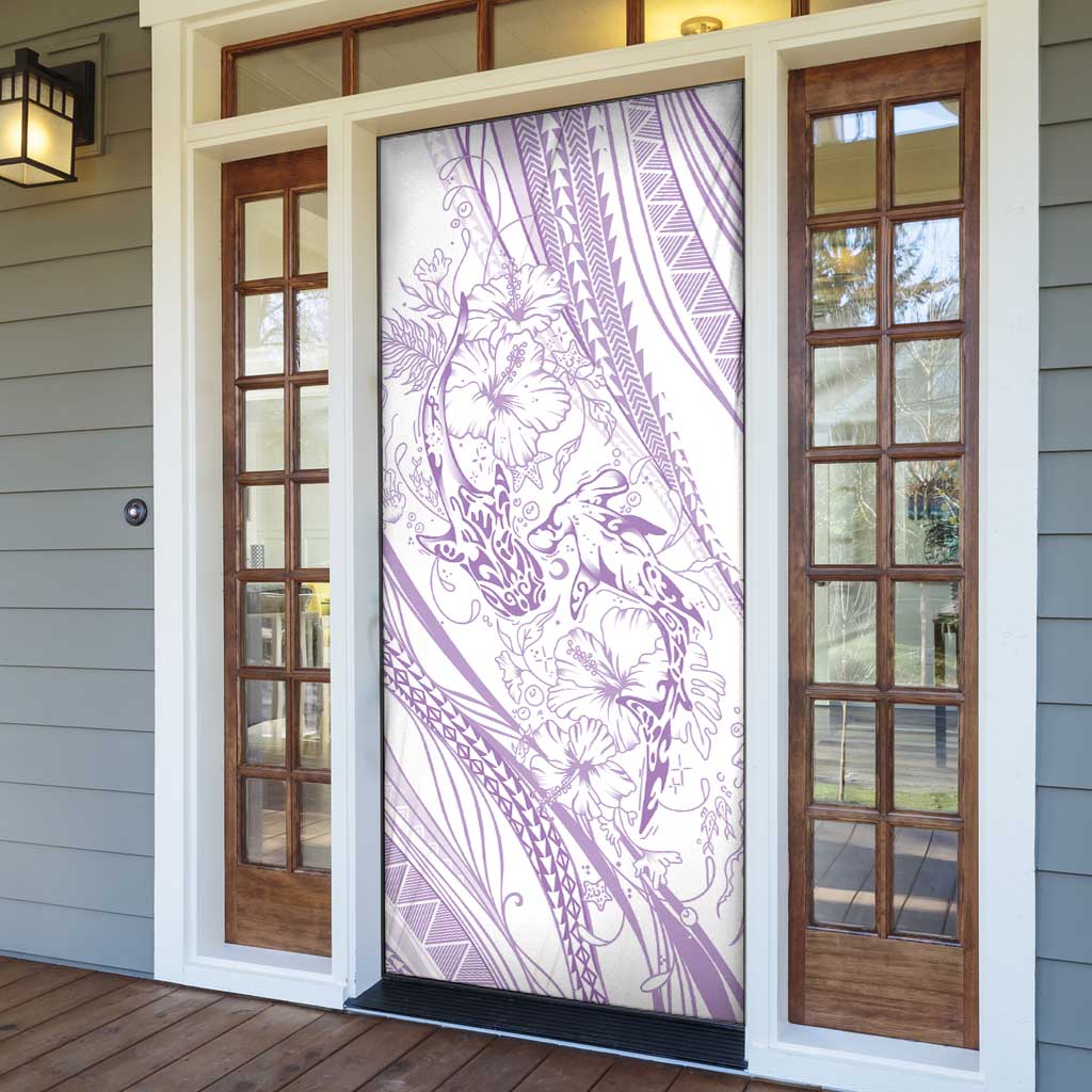 Sharks Couple Dreamy Polynesians Floral Sea Door Cover Lilac LT7 - Polynesian Pride