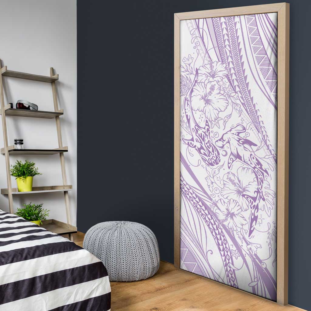 Sharks Couple Dreamy Polynesians Floral Sea Door Cover Lilac LT7 - Polynesian Pride