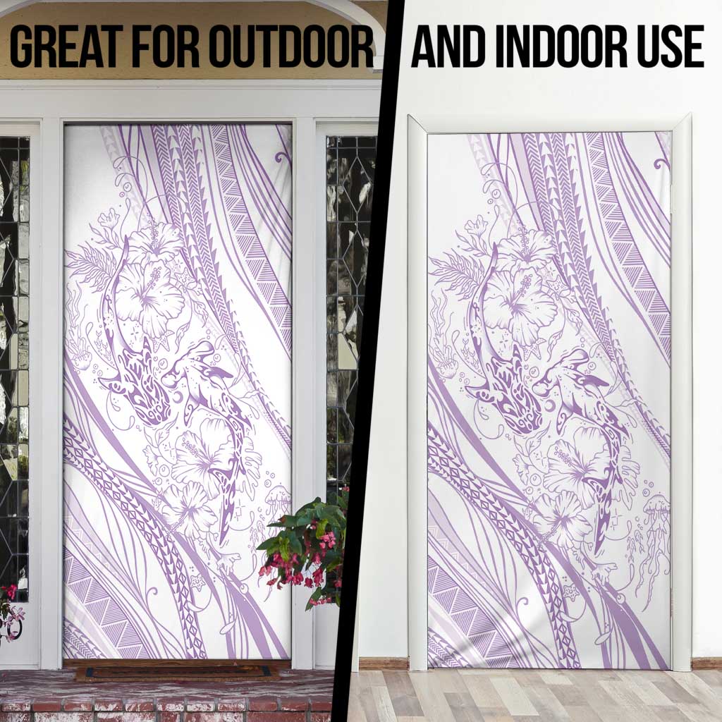 Sharks Couple Dreamy Polynesians Floral Sea Door Cover Lilac LT7 - Polynesian Pride