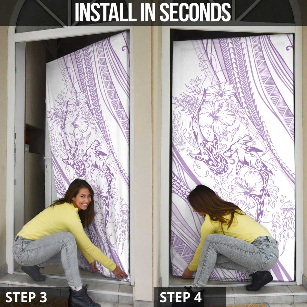 Sharks Couple Dreamy Polynesians Floral Sea Door Cover Lilac LT7 - Polynesian Pride