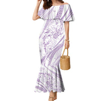 Sharks Couple Dreamy Polynesians Floral Sea Family Matching Mermaid Dress and Hawaiian Shirt Lilac - Polynesian Pride