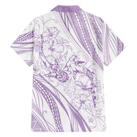 Sharks Couple Dreamy Polynesians Floral Sea Family Matching Off The Shoulder Long Sleeve Dress and Hawaiian Shirt Lilac - Polynesian Pride